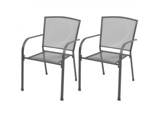 Stohovatelné zahradní židle 2 ks ocelové šedé