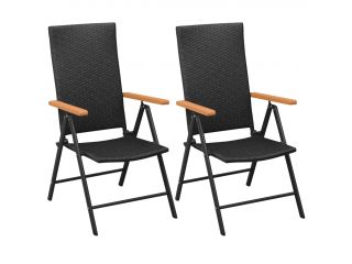 Stohovatelné zahradní židle 2 ks polyratan černé