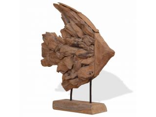 vidaXL Plastika ryby, teak, 40x12x57 cm