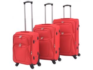 vidaXL 3dílná souprava měkkých kufrů na kolečkách, červená