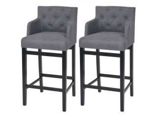 Barové stoličky 2 ks tmavě šedé textil