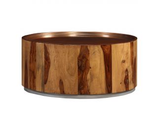 Konferenční stolek, masivní sheeshamové dřevo a ocel, 68 cm