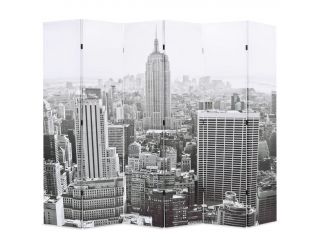 vidaXL Skládací paraván 228 x 170 cm New York by Day černobílý