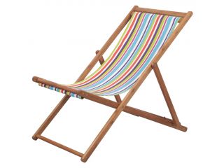 Skládací plážové křeslo látka a dřevěný rám vícebarevné