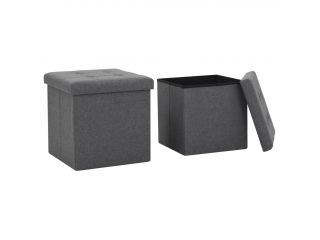 Skládací úložné stoličky 2 ks tmavě šedé umělý len