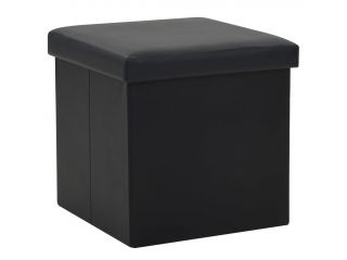 Skládací úložná stolička černá umělá kůže