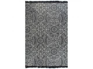 Koberec Kilim se vzorem bavlněný 120 x 180 cm šedý