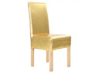 vidaXL 6 ks Hladké elastické potahy na židle zlaté