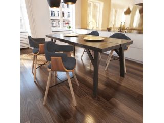 Jídelní židle 4 ks tmavě šedé ohýbané dřevo a textil