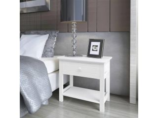 Noční stolek dřevěný bílý
