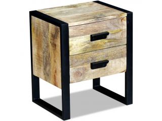 Odkládací stolek se 2 zásuvkami, masivní mangovníkové dřevo 43x33x51 cm