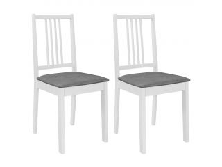 Jídelní židle s poduškami 2 ks bílé masivní dřevo