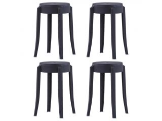 Stohovatelné stoličky 4 ks černé plast