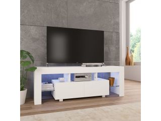 TV stolek s LED bílý s vysokým leskem 130 x 35 x 45 cm