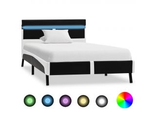 Rám postele s LED světlem černý umělá kůže 90 x 200 cm