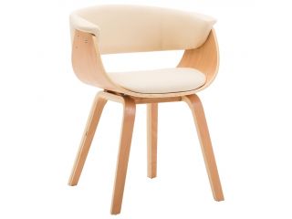 Jídelní židle krémová ohýbané dřevo a umělá kůže