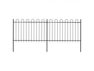 vidaXL Zahradní plot s obloučky ocelový 3,4 x 1,2 m černý