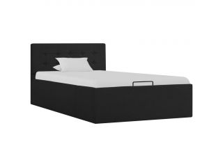 vidaXL Rám postele s úložným prostorem tmavě šedý textil 90 x 200 cm