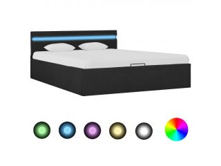 vidaXL Rám postele s úložným prostorem LED tmavě šedý textil 120x200cm