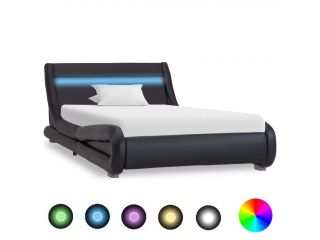 Rám postele s LED světlem černý umělá kůže 100 x 200 cm