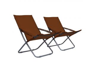 Skládací plážové židle 2 ks textil hnědé