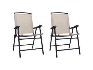 Skládací zahradní židle 2 ks textilen krémové