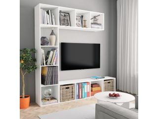 vidaXL 3dílná TV skříňka a knihovna bílá 180 x 30 x 180 cm