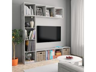 vidaXL 3dílná TV skříňka a knihovna betonově šedá 180 x 30 x 180 cm