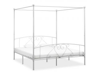 Rám postele s nebesy bílý kovový 180 x 200 cm
