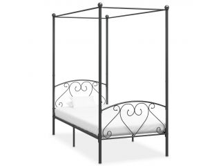 Rám postele s nebesy šedý kovový 100 x 200 cm