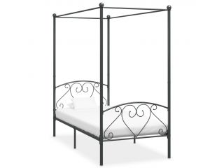 Rám postele s nebesy šedý kovový 120 x 200 cm