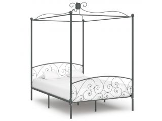 Rám postele s nebesy šedý kovový 140 x 200 cm