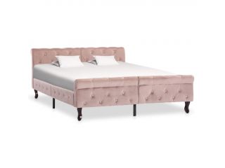 Rám postele růžový samet 140 x 200 cm