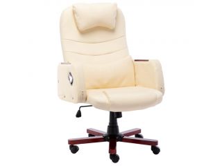 Kancelářská židle krémová umělá kůže