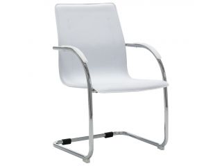 Konzolová kancelářská židle bílá umělá kůže