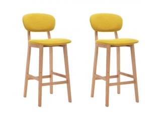 Barové židle 2 ks hořčicově žluté textil