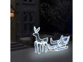 Vánoční světelná dekorace vyplétaný sob se sáněmi 216 LED