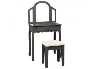 Toaletní stolek se stoličkou šedý 65x36x128 cm pavlovnia MDF