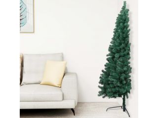 Umělý vánoční půl stromek se stojanem zelený 210 cm PVC