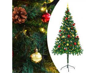 Umělý vánoční stromek s baňkami a LED osvětlením zelený 180 cm