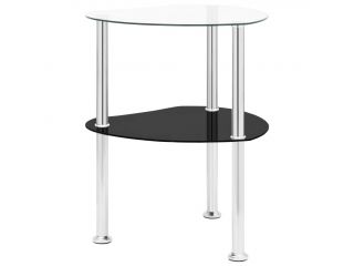 2patrový stolek průhledný a černý 38 x 38 x 50 cm tvrzené sklo