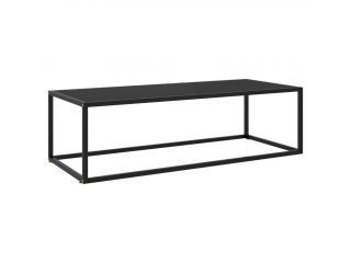 Konferenční stolek černý s černým sklem 120 x 50 x 35 cm
