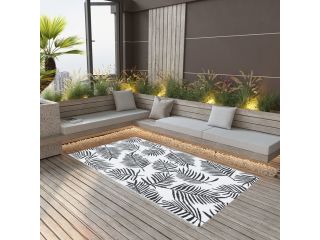 Venkovní koberec bílý a černý 120 x 180 cm PP