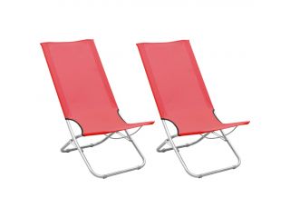 Skládací plážové židle 2 ks červené textil