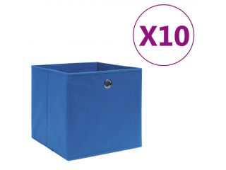 Úložné boxy 10 ks netkaná textilie 28 x 28 x 28 cm modré