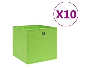 vidaXL Úložné boxy 10 ks netkaná textilie 28 x 28 x 28 cm zelené