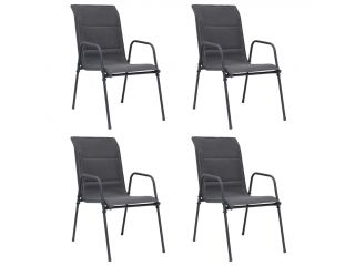 Stohovatelné zahradní židle 4 ks ocel a textilen antracitové