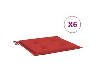 Podušky na zahradní židle 6 ks červené 40 x 40 x 4 cm textil