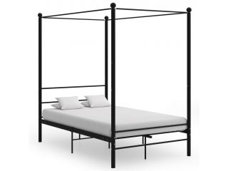 Rám postele s nebesy černý kovový 140 x 200 cm