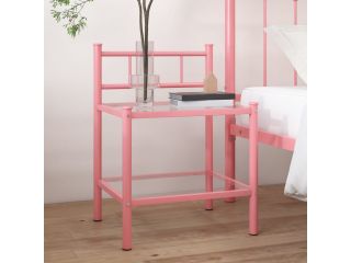 Noční stolek růžový a průhledný 45 x 34,5 x 60,5 cm kov a sklo
